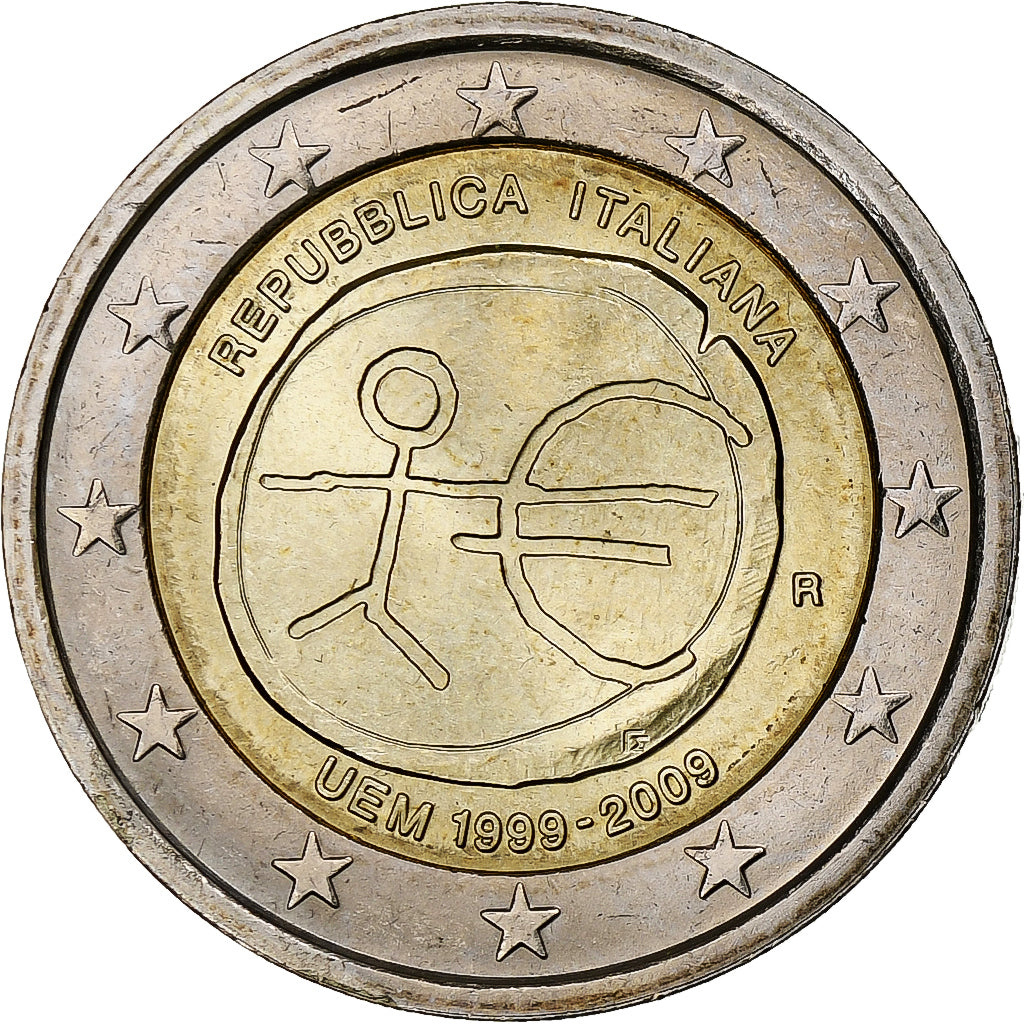 taliančina, 
  
  2 eurá, 
  
  Európska menová únia