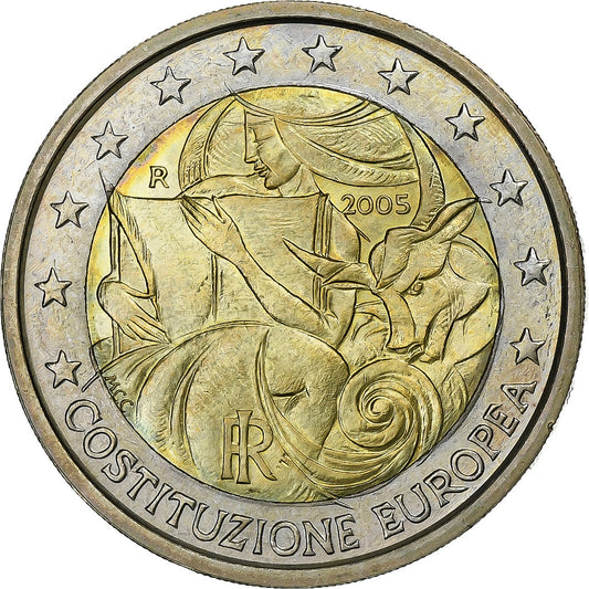 taliančina, 
  
  2 eurá, 
  
  Europäische Verfassung