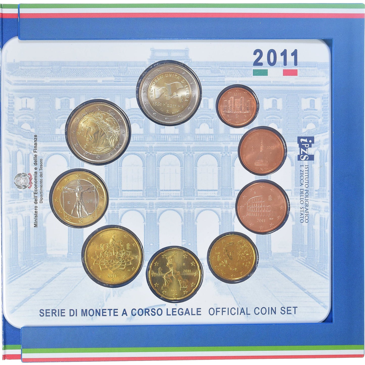 taliančina,
 
 Setze 1 ct. - 2 eurá,
 
 2011
