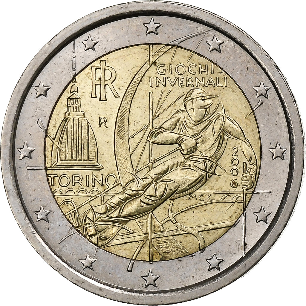 taliančina, 
  
  2 eurá, 
  
  Olympische Winterspiele 2006 – Turín