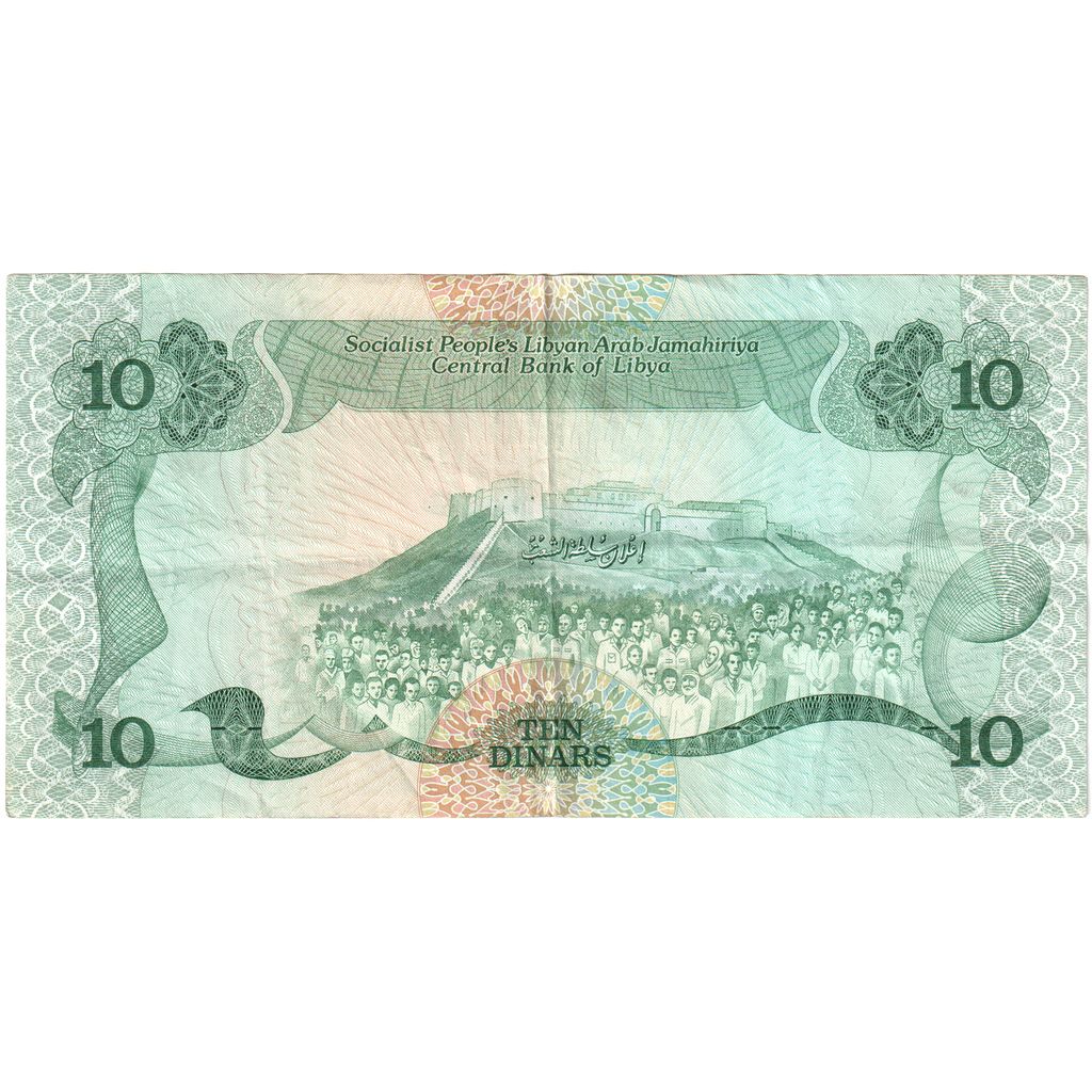 Líbya,
 
 10 dinárov,
 
 WF(40-45)