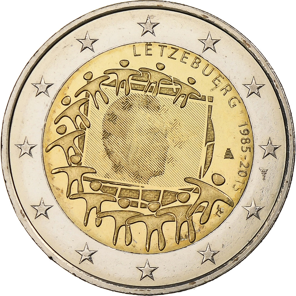 Luxembursko,
2 eurá,
30 rokov pred Drapeau de l'UE