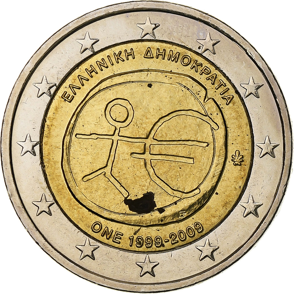 Grécko,
 
 2 eurá,
 
 Hospodárska a menová únia