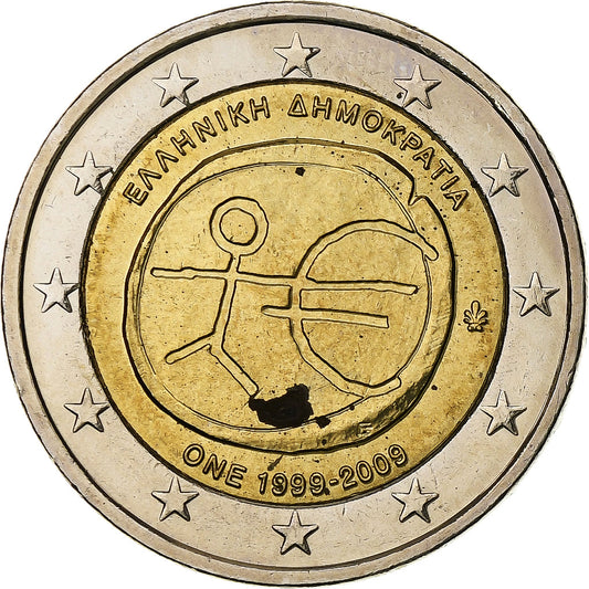 Grécko,
 
 2 eurá,
 
 Hospodárska a menová únia