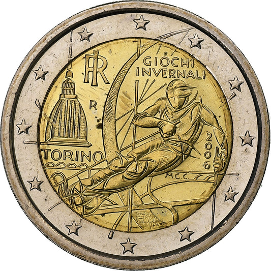 taliančina, 
  
  2 eurá, 
  
  zimné olympijské hry v Turíne