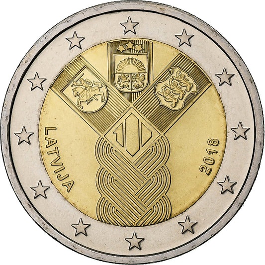 Lotyšsko, 
  
  2 eurá, 
  
  Unabhängige baltische Staaten