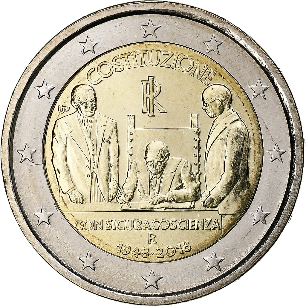 taliančina, 
  
  2 eurá, 
  
  Verfassung der Italienische Republik