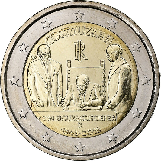 taliančina, 
  
  2 eurá, 
  
  Verfassung der Italienische Republik