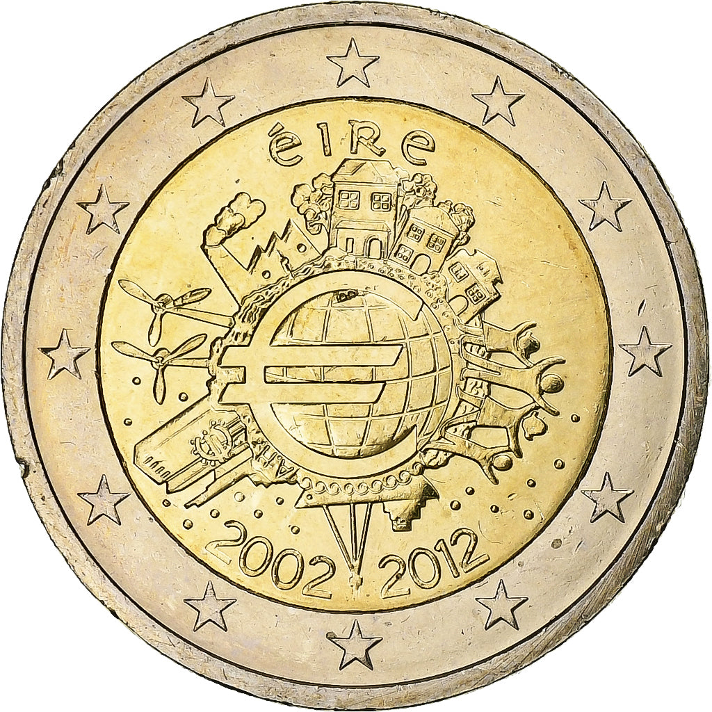 Írsko, 
  
  2 eurá, 
  
  10 Jahre Euro-Bageld