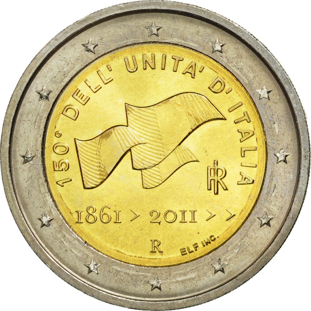 taliančina,
 
 2 eurá,
 
 150 v Unita Italia