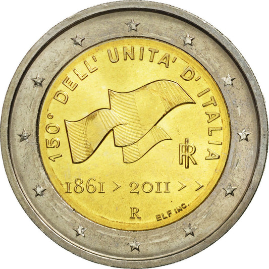 taliančina,
 
 2 eurá,
 
 150 v Unita Italia