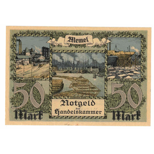 bankovka, 
  
  Memel, 
  
  50 mariek