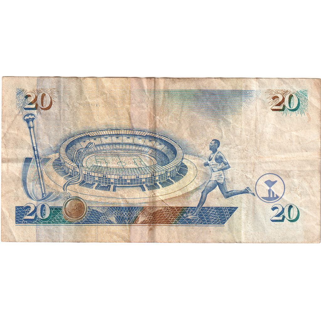 Keňa,
 
 20 šilingov,
 
 1996
