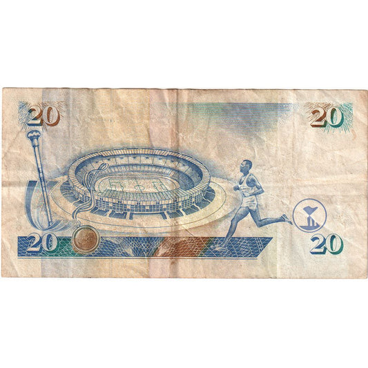 Keňa,
 
 20 šilingov,
 
 1996