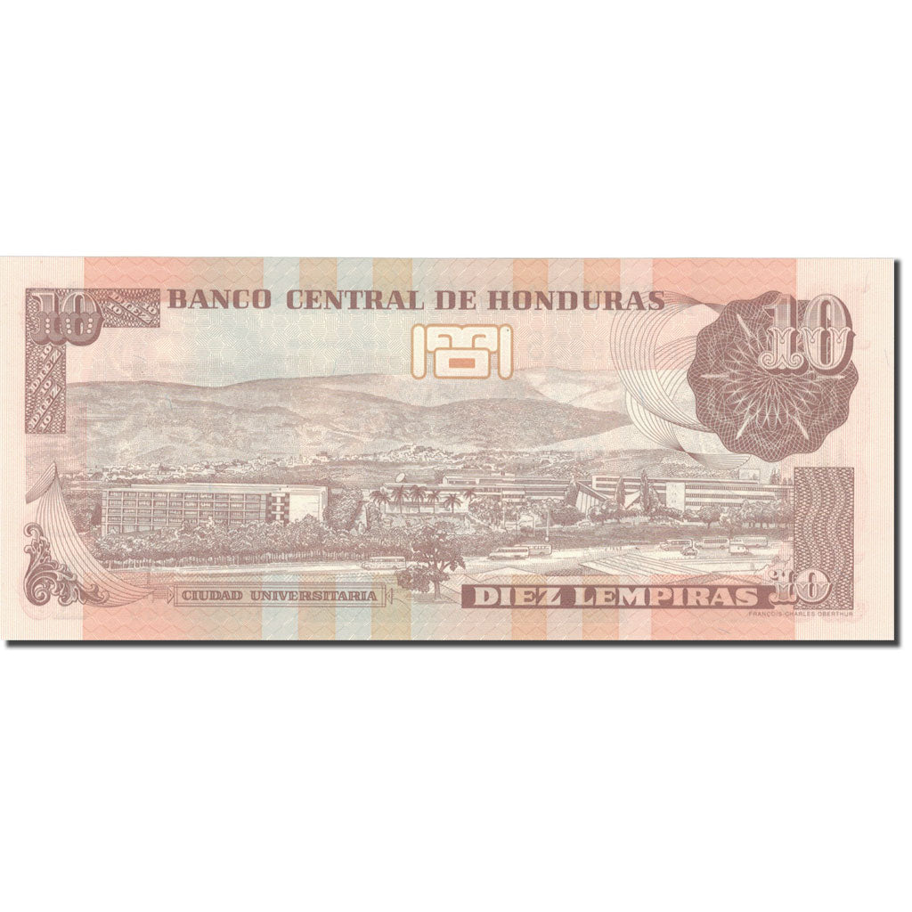 bankovka, 
  
  Honduras, 
  
  10 Lebiras