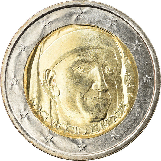 taliančina, 
  
  2 eurá, 
  
  700. Geburtstag von Giovanni Boccaccio