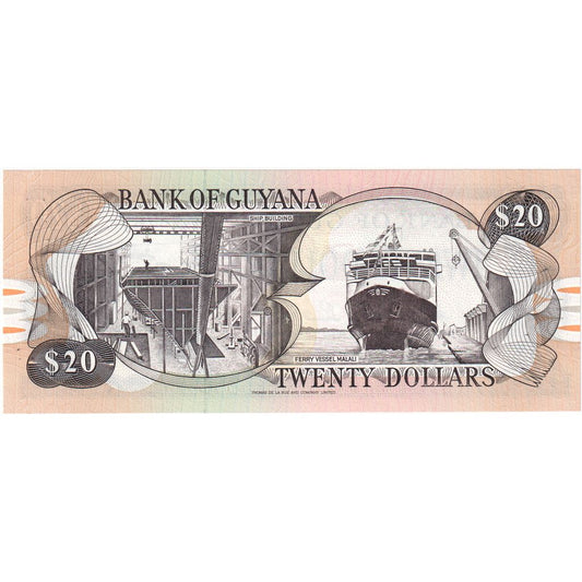Guyana,
 
 20 dolárov,
 
 UNC (65-70)