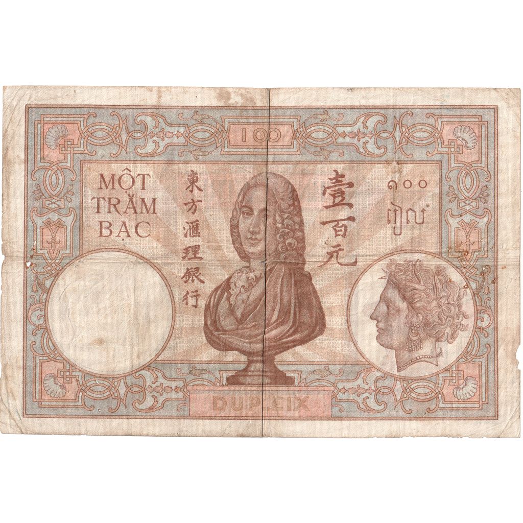 Francúzska Indočína,
 
 100 Piastrov,
 
 VF (20-25)