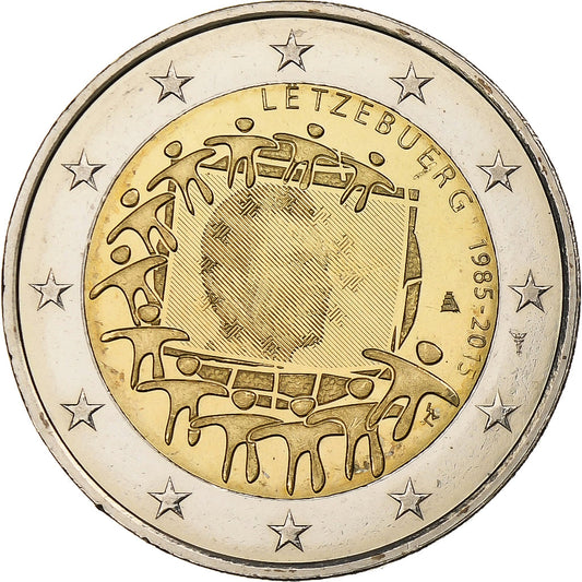 Luxembursko, 
  
  2 eurá, 
  
  30 rokov pred Drapeau de l'UE