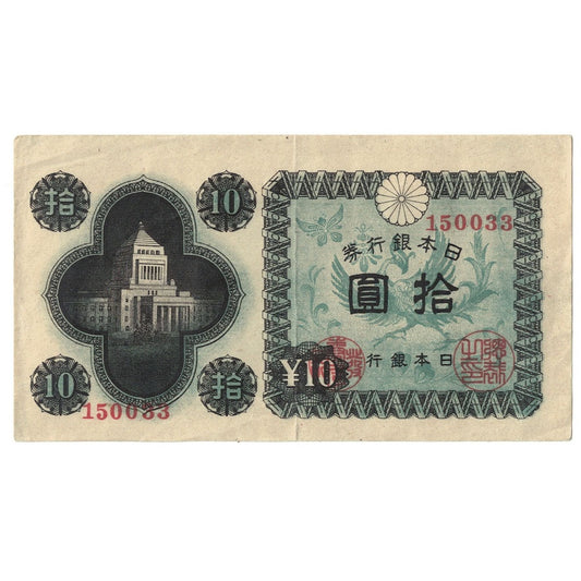 bankovka,
 
 Japonsko,
 
 10 jenov