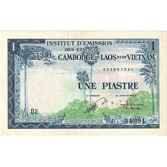 bankovka, 
  
  FRANCÚZSKA INDOCHINA, 
  
  1 Piaster = 1 Dong