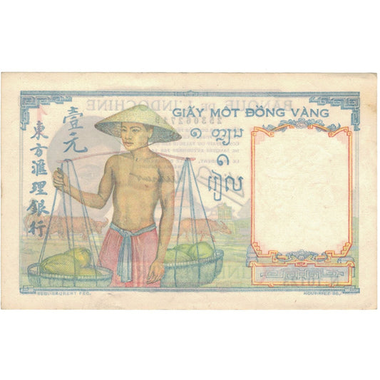 bankovka, 
  
  FRANCÚZSKA INDOCHINA, 
  
  1 Piastr